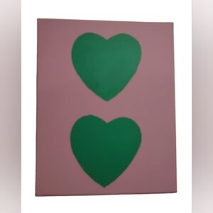 Purple Canvas with Green Hearts